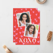 スイートピンクハートXOXOバレンタインデー2 2枚の写真 ノートカード (正面/裏面インサイチュ)