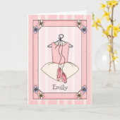 スイートピンクバレエパーソナライズされたグリーティングカード カード (黄色い花)