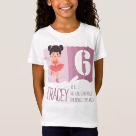 スイートピンクバレエ6歳の誕生日おめでとうデザインの韻 Tシャツ