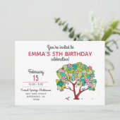 スイートピンクバレンタインハートツリーガール誕生日I 招待状 (スタンド正面)