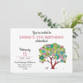 スイートピンクバレンタインハートツリーガール誕生日I 招待状 (スタンド正面)