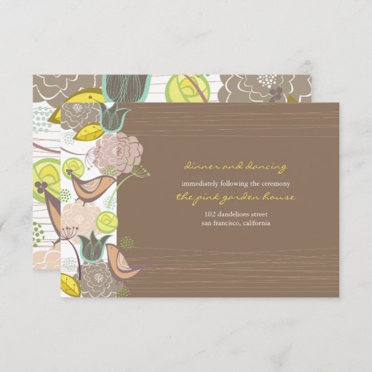 スイートピンクバードフローラ庭園の結婚式披露宴C エンクロージャーカード (正面/裏面)