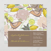 スイートピンクバードフローラ庭園の結婚式招待状 招待状 (正面/裏面)