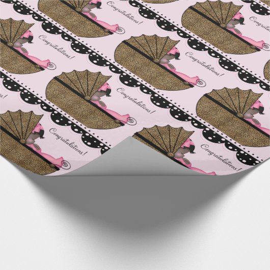 スイートピンクヒョウ赤ちゃんシャワー ラッピングペーパー (角)