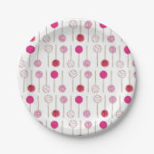 スイートピンクフロステッドケーキポップベーカリー誕生日パーティー ペーパープレート (正面)