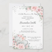 スイートピンクフローラかわいい象の赤ちゃんシャワー 招待状 (正面)