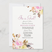 スイートピンクフローラその女の子ベビーシャワー招待状 招待状 (正面)