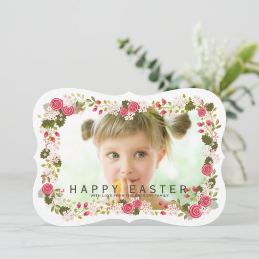 スイートピンクフローライースターグリーティングフォトカード シーズンカード (スタンド正面)