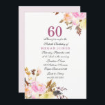 スイートピンクフローラスクリプト60th誕生日招待状 招待状<br><div class="desc">スウィートピンクフローラスクリプト60th誕生日招待状美しい手の絵を描水の色のフローラデザインフローラブーケ，素朴なフローラ上記のマッチングセットを参照してくださいデザインの礼儀： https://www.etsy.com/shop/SmallHouseBigPony</div>