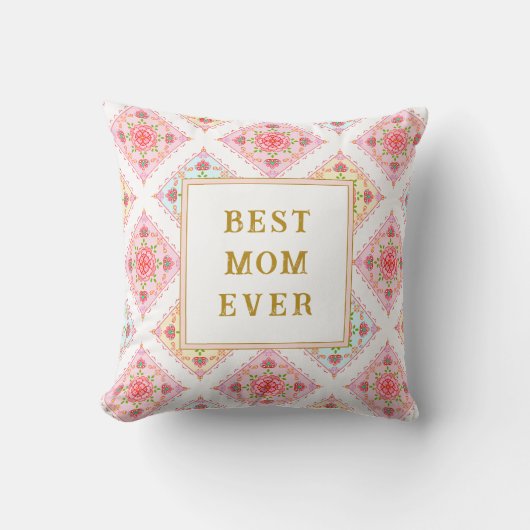 スイートピンクフローラダイヤモンドパターン クッション (正面)