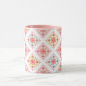 スイートピンクフローラダイヤモンドパターン マグカップ (中央)