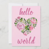 スイートピンクフローラハートベビー写真誕生 案内状 (裏面)