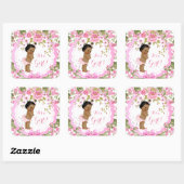 スイートピンクフローラバラベビーシャワーガールエスニック スクエアシール (シート)