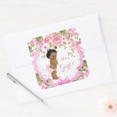 スイートピンクフローラバラベビーシャワーガールエスニック スクエアシール (封筒)