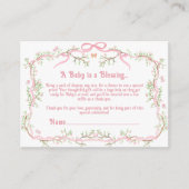 スイートピンクフローラベビーシャワーおむつラッフル エンクロージャーカード (正面)