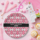 スイートピンクブラックガーリーパズル作品 ペーパープレート (パーティー)