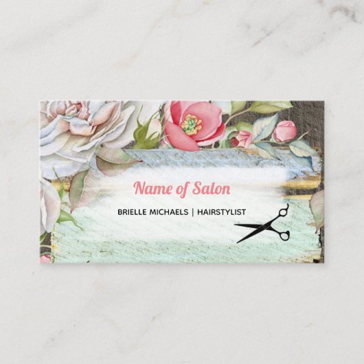 スイートピンクブロッサムフローラヘアスタイリスト美しいサロン 名刺 (正面)