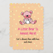スイートピンクベアーベビーシャワーデザイン招待状 セーブザデート (正面/裏面)