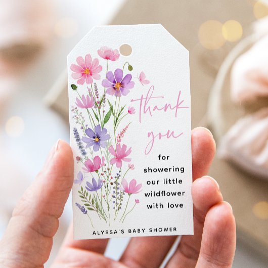 スイートピンクベビーの開花ワイルドフラワーベビーシャワー ギフトタグ
