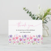 スイートピンクベビーの開花ワイルドフラワーベビーシャワー サンキューカード (スタンド正面)