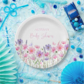 スイートピンクベビーの開花ワイルドフラワーベビーシャワー ペーパープレート (パーティー)