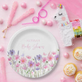 スイートピンクベビーの開花ワイルドフラワーベビーシャワー ペーパープレート (パーティー)