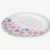 スイートピンクベビーの開花ワイルドフラワーベビーシャワー ペーパープレート (アングル)