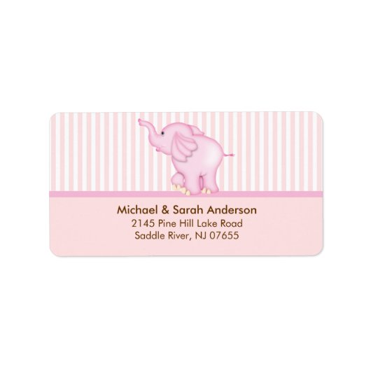 スイートピンクベビーゾウ住所 シール (正面)