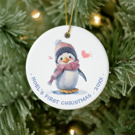 スイートピンクベビーペンギン | ベビー初めてのクリスマス セラミックオーナメント