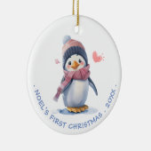 スイートピンクベビーペンギン | ベビー初めてのクリスマス セラミックオーナメント (右)