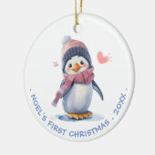 スイートピンクベビーペンギン | ベビー初めてのクリスマス セラミックオーナメント (左)