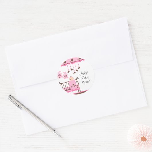 スイートピンクベビールーム招待されましたシール ラウンドシール (封筒)