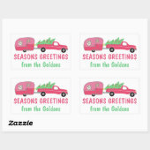 スイートピンクホリデートラックRVキャンパークリスマスギフト 長方形シール (シート)