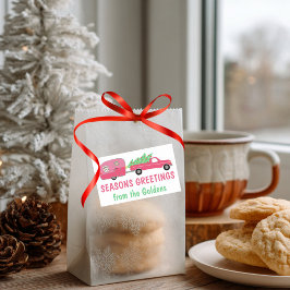 スイートピンクホリデートラックRVキャンパークリスマスギフト 長方形シール