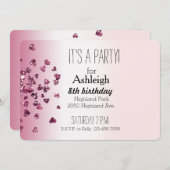 スイートピンクホワイトグラデーションハート 招待状 (正面/裏面)