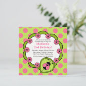 スイートピンクラディバグズ誕生日招待状 招待状 (スタンド正面)