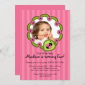 スイートピンクラディブフォト誕生日招待状 招待状 (正面/裏面)