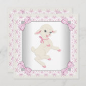 スイートピンクラムベビーガールシャワー 招待状 (正面/裏面)