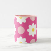 スイートピンクレトロフローラルパターン ツートーンマグカップ (中央)