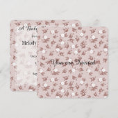 スイートピンクローズベイビーシャワー 招待状 (正面/裏面)