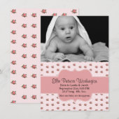 スイートピンクローズベビーガール誕生のお知らせ 案内状 (正面/裏面)