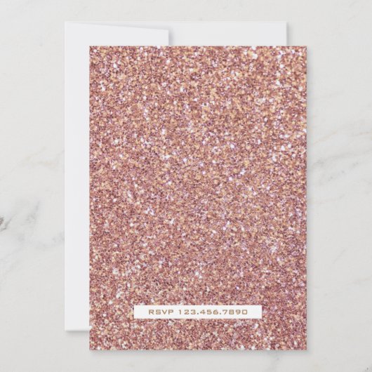 スイートピンクローズ金ゴールドグリッターファースト誕生日招待状 招待状 (裏面)