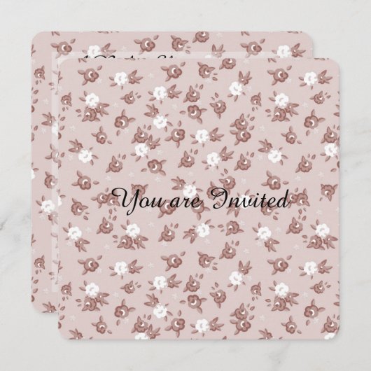 スイートピンクローゼベビーシャワー 招待状 (正面/裏面)