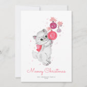 スイートピンクヴィンテージキッテンノンフォトホリデーカード (正面)