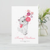 スイートピンクヴィンテージキッテンノンフォトホリデーカード (スタンド正面)