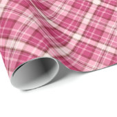 スイートピンク斜めギンガムプレイドパターン ラッピングペーパー (ロールコーナー)