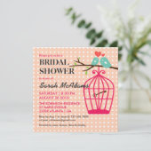 スイートピンク水玉模様ズバードケージロベバード招待状 招待状 (スタンド正面)