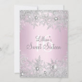 スイートピンク甘い16スノーフレーク冬ワンダーランド 招待状 (正面)