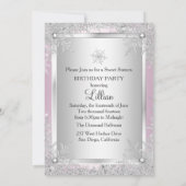 スイートピンク甘い16スノーフレーク冬ワンダーランド 招待状 (裏面)