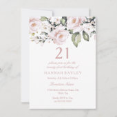 スイートピンク白いバラモダンス21歳の誕生日 招待状 (正面)